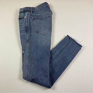Gap Slim Straight Jeans Women's 27 Tall Distressed Denim‎ Raw Hem Mid Rise